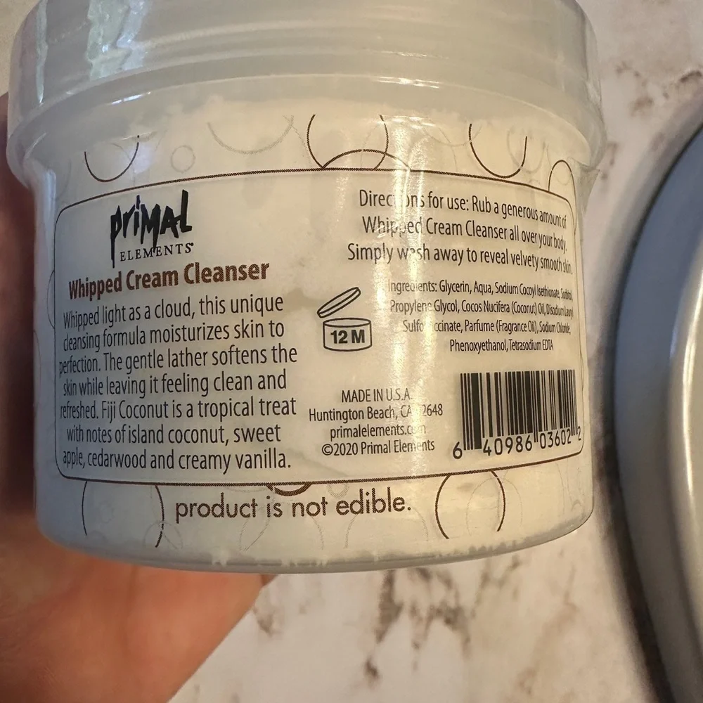 Primal Elements Fiji Coconut Whipped Cream Moisturizing Body Scrub Cleanser NWOT